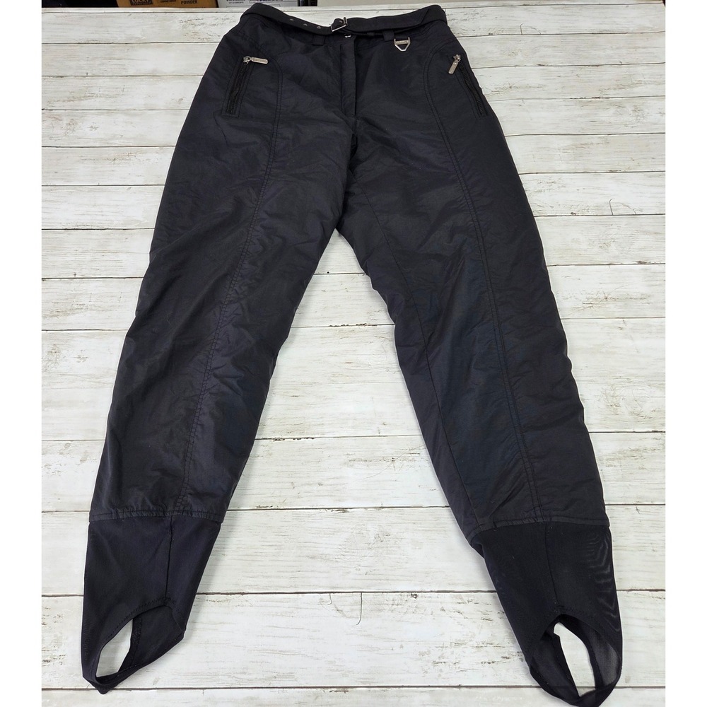 Tyrolia Ski Pant Women 12 Black Stirrup High Waist Belted Celtech Insulated 8552